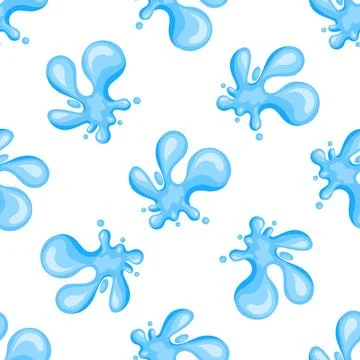 Seamless pattern of cartoon light blue water splashes creating a refreshing Stockillustratie