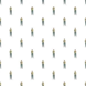 Seamless pattern with cartoon man holding camera Stock Illustration