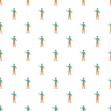 Seamless pattern with cartoon man using smartphone Stock Illustration