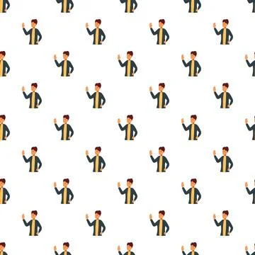 Seamless pattern with cartoon man waving hand Illustrazione stock