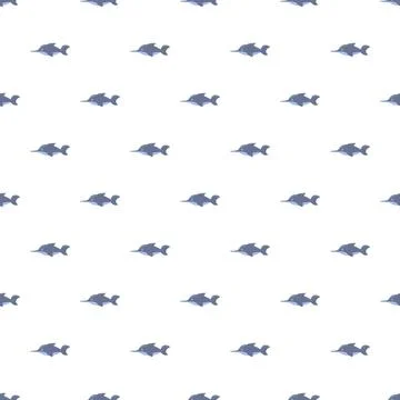 Seamless pattern with cartoon marlin fish Illustrazione stock