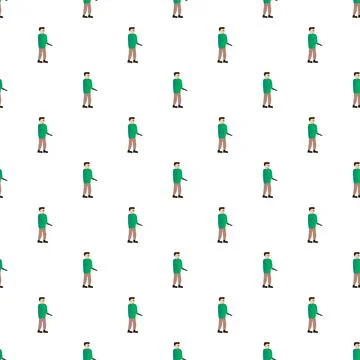 Seamless pattern with cartoon men standing Stock Illustration