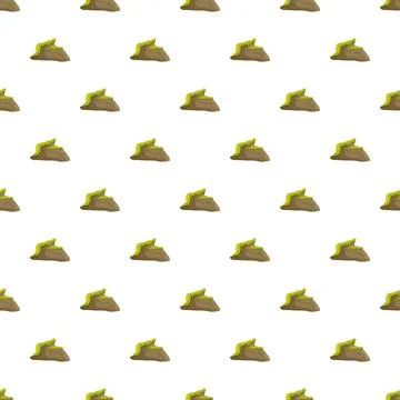 Seamless pattern with cartoon moss covered rocks イラスト素材