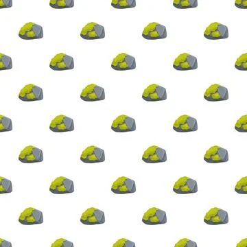 Seamless pattern with cartoon mossy rocks illustration 스톡 일러스트