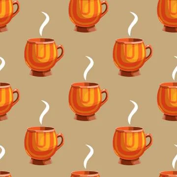 Seamless pattern with cartoon mugs Illustrazione stock
