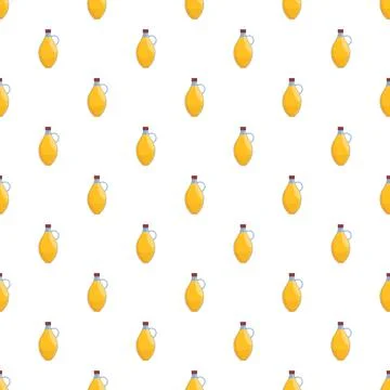 Seamless pattern with cartoon olive oil jugs Stock Illustration