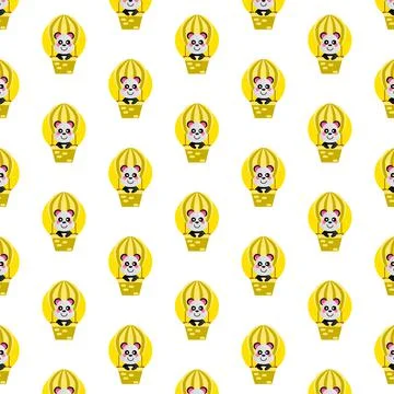 Seamless pattern cartoon panda in balloon design Illustrazione stock