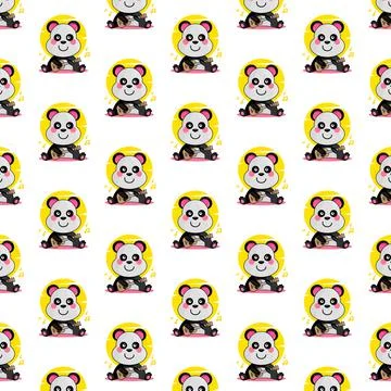 Seamless pattern cartoon panda playing guitar design Illustrazione stock