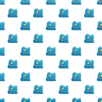 Seamless pattern with cartoon person climbing rock wall Stock Illustration