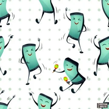 Seamless pattern with cartoon phones. Stockillustratie