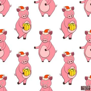 Seamless pattern with cartoon pig. Stockillustratie