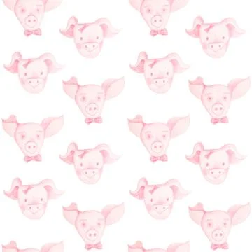 Seamless pattern with cartoon pigs. 2019 Chinese New Year of the Pig. Stock Illustration