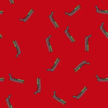 Seamless pattern Cartoon plasma blaster toy futuristic weapon isolated 库存插图