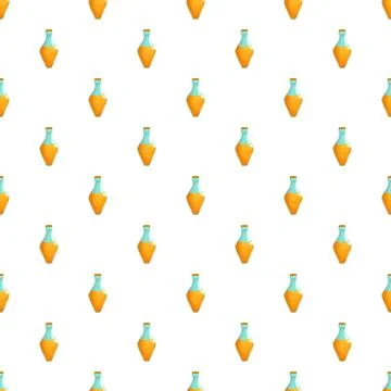 Seamless pattern with cartoon potion bottles and magic liquid Stock Illustration