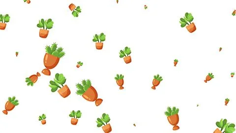Seamless pattern of cartoon potted plants and green succulents on white bac.. Illustrazione stock