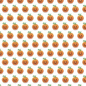 Seamless pattern of cartoon pumpkin face Stock Illustration