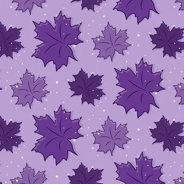Seamless pattern with cartoon purple Maple leaves. イラスト素材