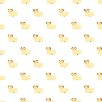 Seamless pattern with cartoon ram sheep characters Stock Illustration