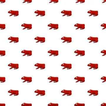 Seamless pattern with cartoon red frogs on white background Stock Illustration
