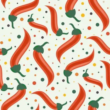 Seamless pattern with cartoon red hot chili peppers. Stock Illustration