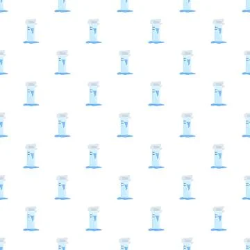 Seamless pattern with cartoon refrigerators and melting ice 스톡 일러스트