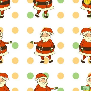 Seamless pattern with cartoon Santa. Stockillustratie