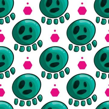 Seamless pattern with cartoon skulls Stock Illustration