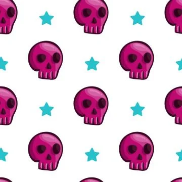 Seamless pattern with cartoon skulls Illustrazione stock
