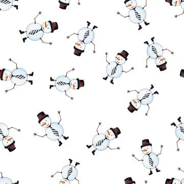 Seamless pattern with cartoon snowman in vector Stock Illustration