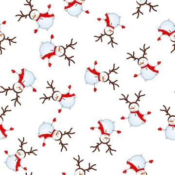 Seamless pattern with cartoon snowman in vector Stock Illustration