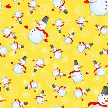Seamless pattern with cartoon snowman in vector Иллюстрация