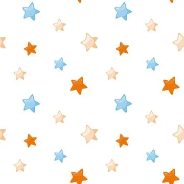 Seamless pattern with cartoon stars. Childish simple illustration for kids Stock Illustration