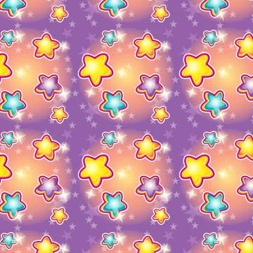 Seamless pattern with cartoon stars. Illustrazione stock