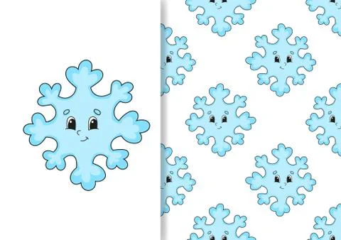 Seamless pattern. Cartoon style. Christmas theme. Hand drawn. Color vector il Stock Illustration