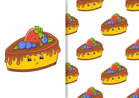 Seamless pattern. Cartoon style. Hand drawn. Color vector illustration isolat Stock Illustration