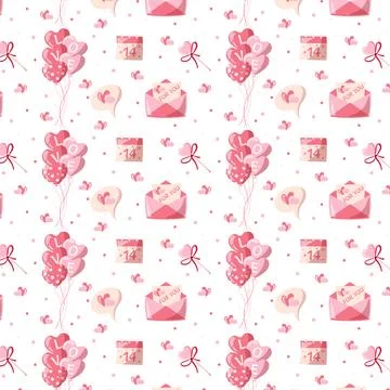 Seamless pattern in cartoon style. Trendy modern illustration of Valentine's Day Stock Illustration