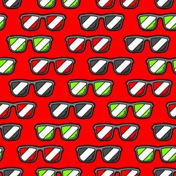 Seamless pattern with cartoon sunglasses. Illustrazione stock