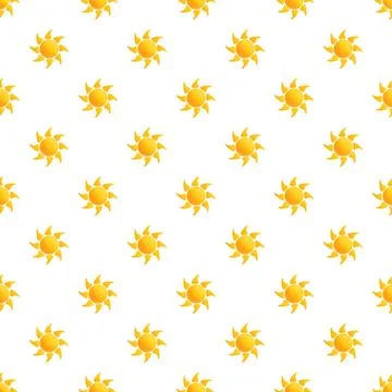 Seamless pattern with cartoon suns on white background Stock Illustration