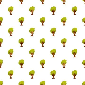 Seamless pattern with cartoon tree houses repeating illustration イラスト素材