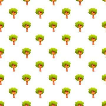 Seamless pattern with cartoon treehouses on white background Illustrazione stock