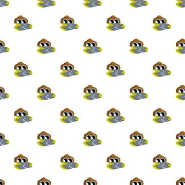 Seamless pattern with cartoon tunnel and winding road 스톡 일러스트