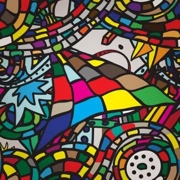 Seamless pattern with cartoon urban style Illustrazione stock