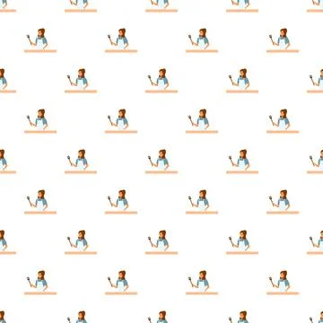 Seamless pattern of cartoon waitress serving in restaurant イラスト素材