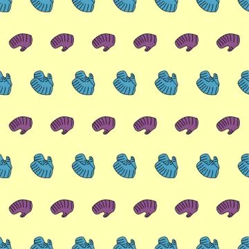 Seamless pattern with cartoon warm mitten. Hand drawn doodle icon. Decorative Stock Illustration