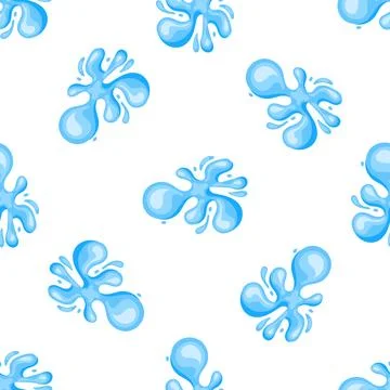 Seamless pattern of cartoon water splash, flowing, splashing, dripping, aqua Illustrazione stock