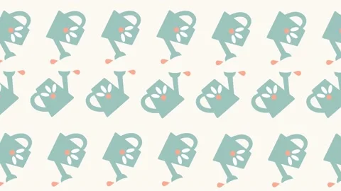 Seamless pattern with cartoon watering can Stock Footage 159332366