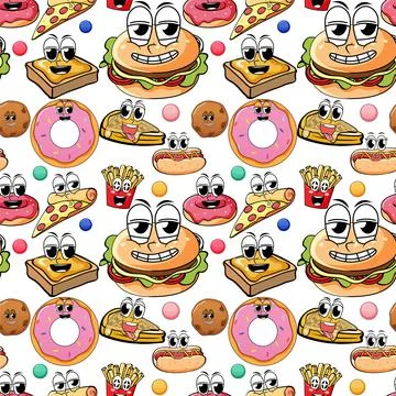 Seamless pattern cartoon on white background Stock Illustration