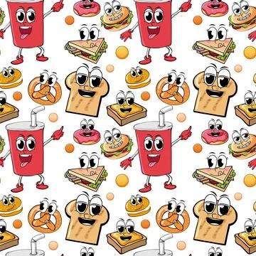 Seamless pattern cartoon on white background Stock Illustration