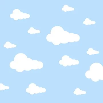 Seamless pattern with cartoon white clouds on blue sky background vector イラスト素材