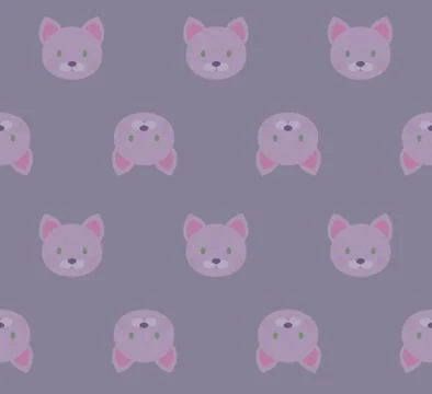 Seamless pattern - cartoon white pink kittens on pink background - fabric Stock-Illustration